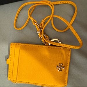Tory Burch Yellow Card Holder with Chain
